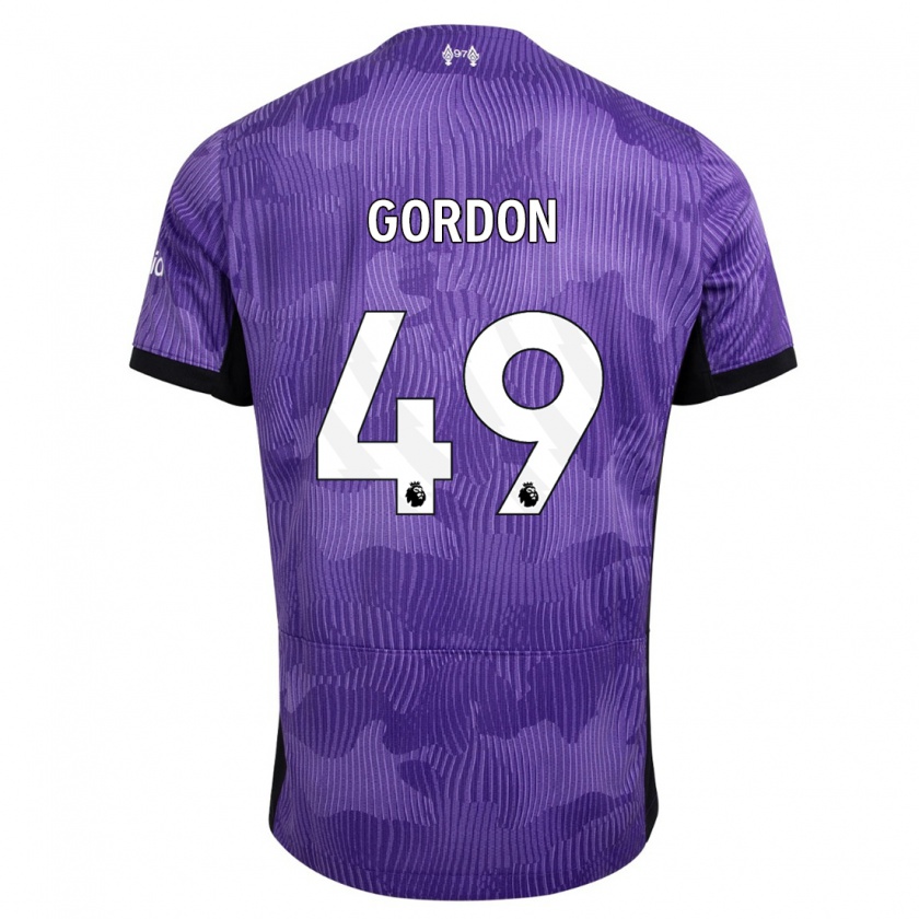 Kandiny Bambino Maglia Kaide Gordon #49 Viola Kit Gara Third 2023/24 Maglietta