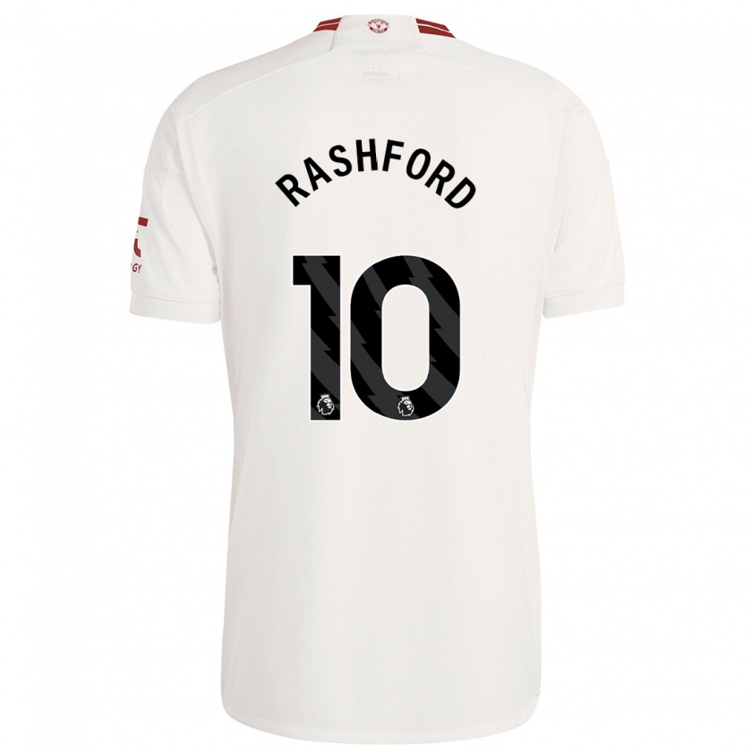 Kandiny Niño Camiseta Marcus Rashford #10 Blanco Equipación Tercera 2023/24 La Camisa