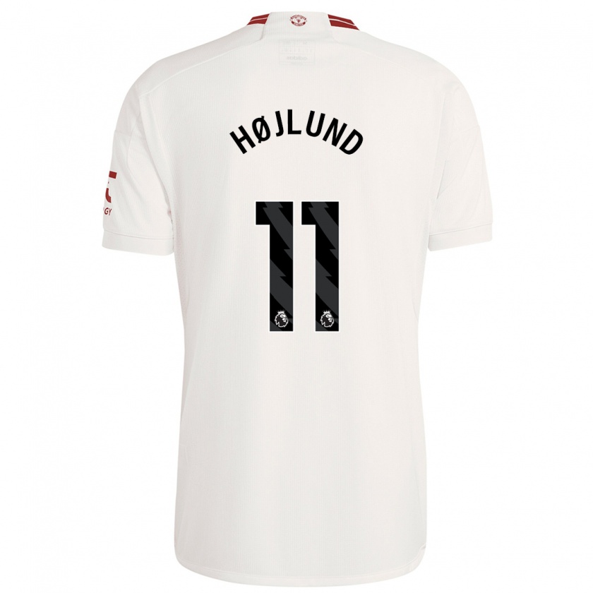 Kandiny Bambino Maglia Rasmus Højlund #11 Bianco Kit Gara Third 2023/24 Maglietta