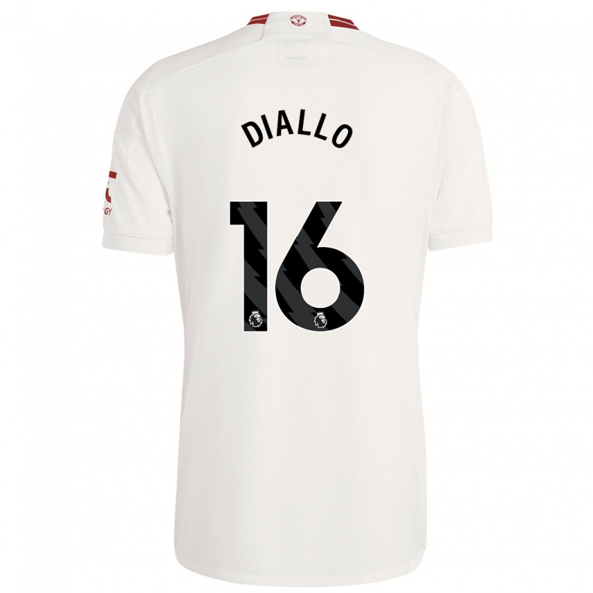 Kandiny Bambino Maglia Amad Diallo #16 Bianco Kit Gara Third 2023/24 Maglietta