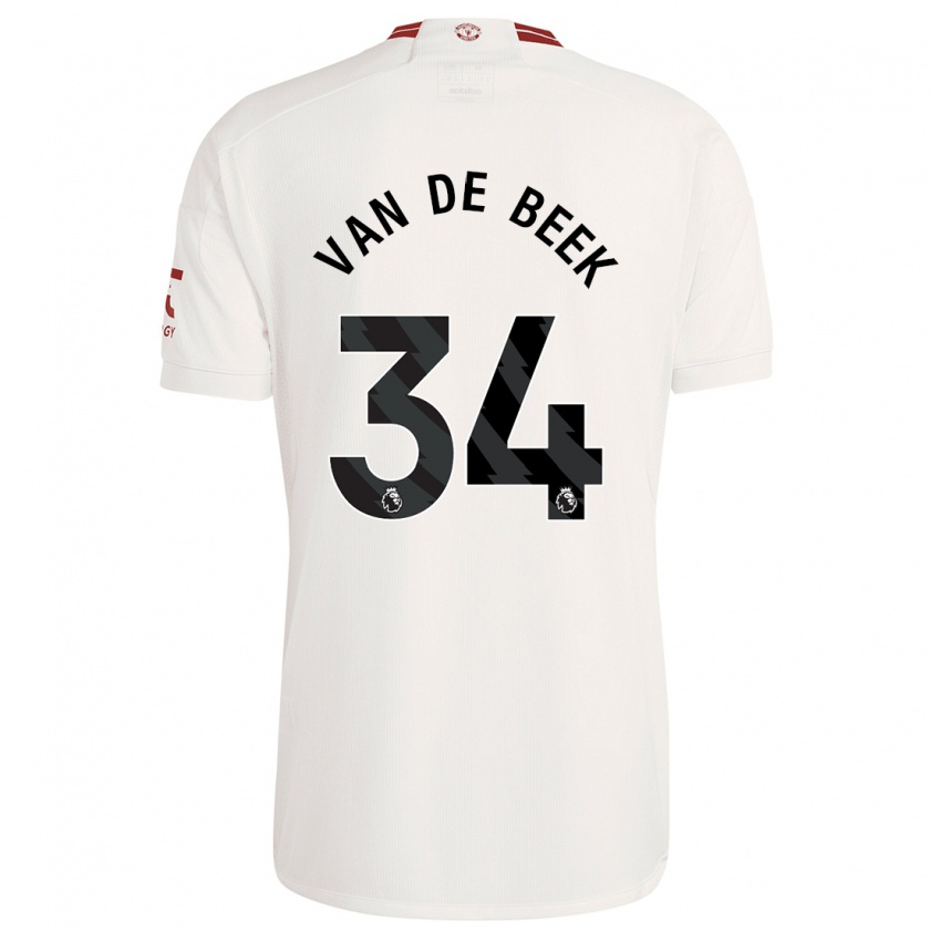 Kandiny Bambino Maglia Donny Van De Beek #34 Bianco Kit Gara Third 2023/24 Maglietta