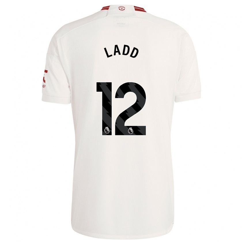 Kandiny Niño Camiseta Hayley Ladd #12 Blanco Equipación Tercera 2023/24 La Camisa