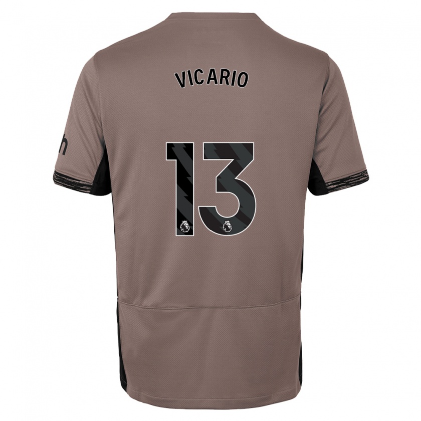 Kandiny Kinder Guglielmo Vicario #13 Dunkelbeige Ausweichtrikot Trikot 2023/24 T-Shirt Österreich