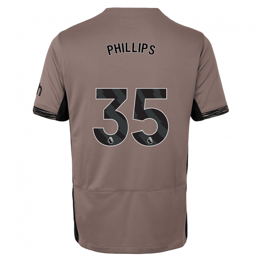 Kandiny Bambino Maglia Ashley Phillips #35 Beige Scuro Kit Gara Third 2023/24 Maglietta