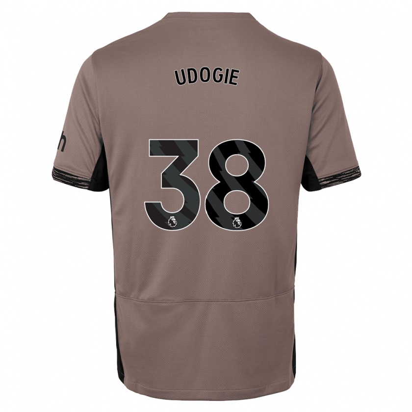 Kandiny Bambino Maglia Destiny Udogie #38 Beige Scuro Kit Gara Third 2023/24 Maglietta