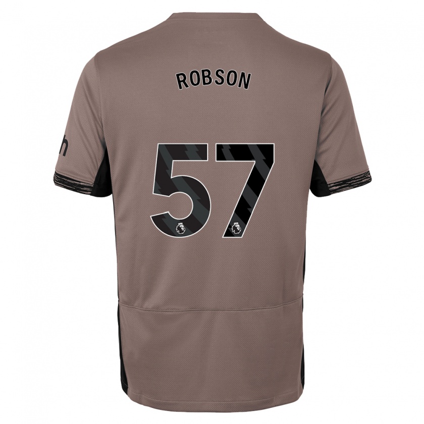 Kandiny Kinderen Max Robson #57 Donker Beige Thuisshirt Derde Tenue 2023/24 T-Shirt België