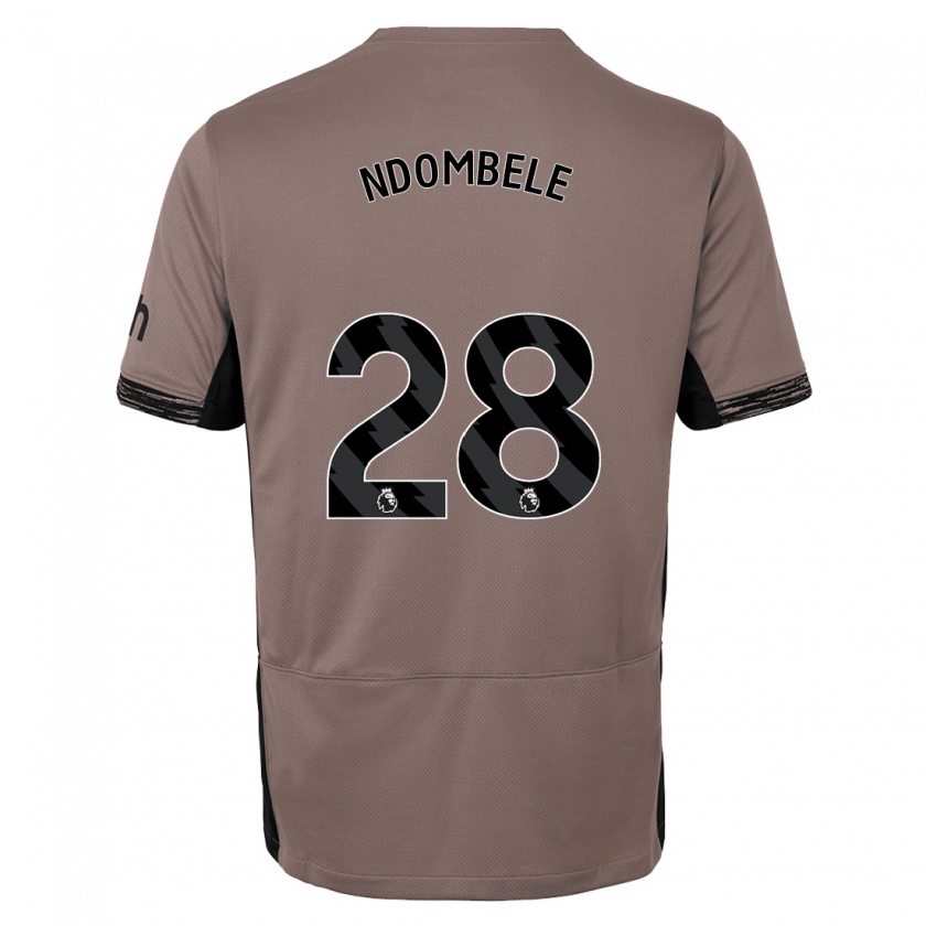 Kandiny Kinder Tanguy Ndombele #28 Dunkelbeige Ausweichtrikot Trikot 2023/24 T-Shirt Österreich