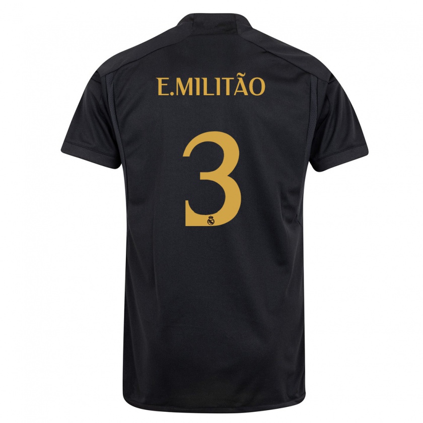 Kandiny Kinderen Éder Militão #3 Zwart Thuisshirt Derde Tenue 2023/24 T-Shirt België