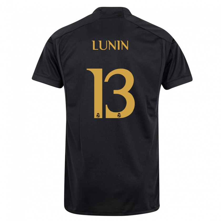 Kandiny Kinder Andriy Lunin #13 Schwarz Ausweichtrikot Trikot 2023/24 T-Shirt Österreich