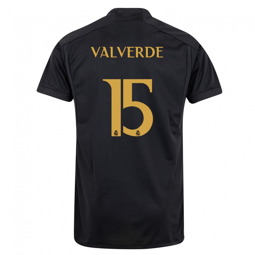 Kandiny Kinderen Federico Valverde #15 Zwart Thuisshirt Derde Tenue 2023/24 T-Shirt België