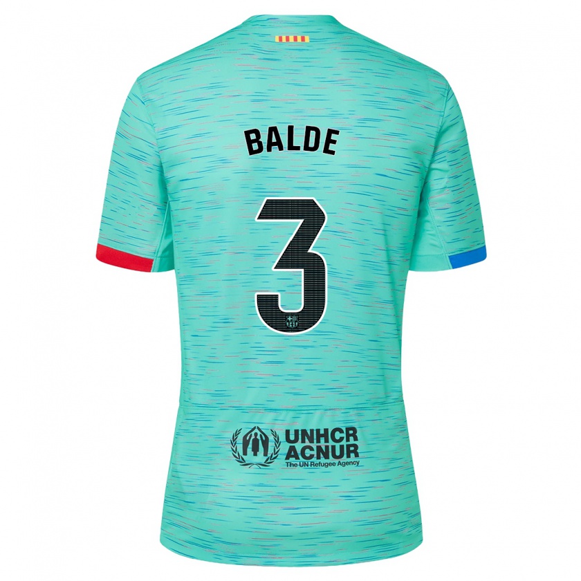 Kandiny Niño Camiseta Alejandro Balde #3 Aguamarina Clara Equipación Tercera 2023/24 La Camisa