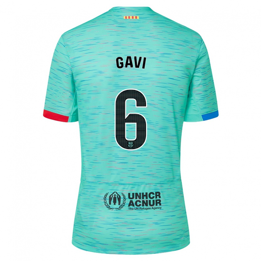 Kandiny Kinderen Gavi #6 Licht Aqua Thuisshirt Derde Tenue 2023/24 T-Shirt België