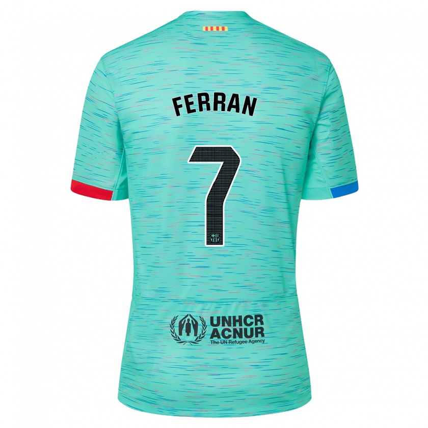 Kandiny Niño Camiseta Ferran Torres #7 Aguamarina Clara Equipación Tercera 2023/24 La Camisa