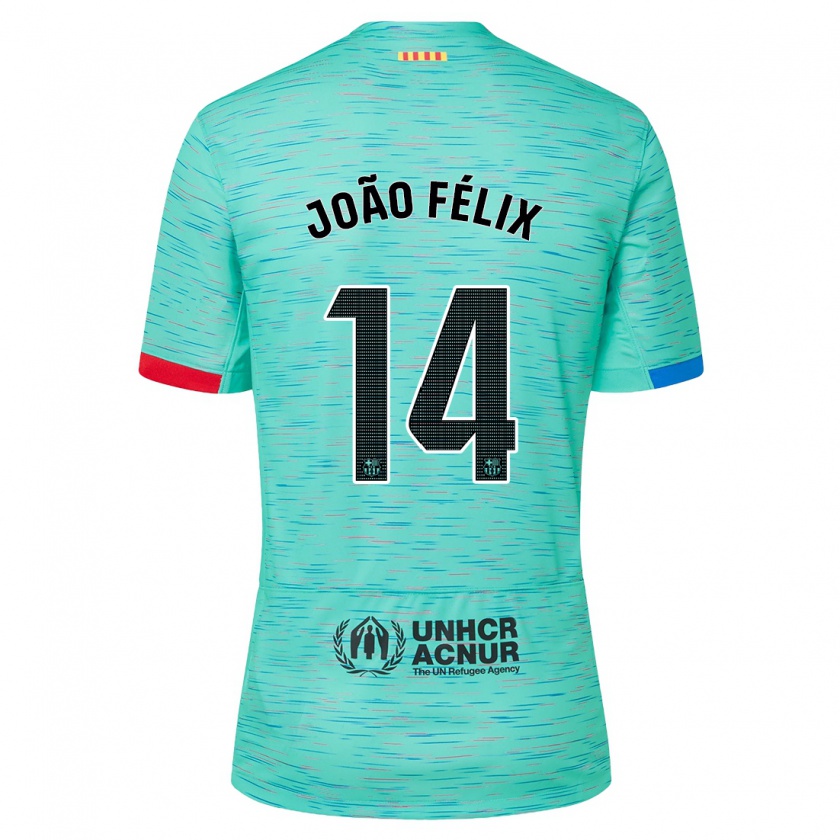 Kandiny Kinderen João Félix #14 Licht Aqua Thuisshirt Derde Tenue 2023/24 T-Shirt België