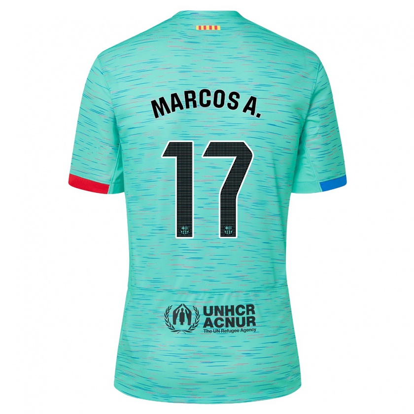 Kandiny Niño Camiseta Marcos Alonso #17 Aguamarina Clara Equipación Tercera 2023/24 La Camisa