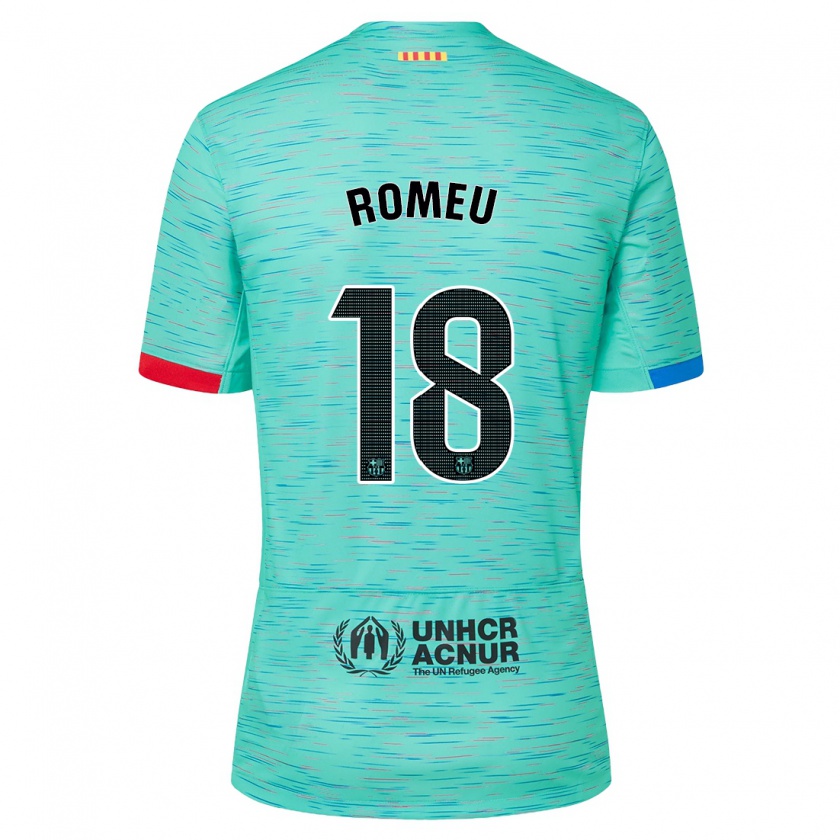 Kandiny Kinderen Oriol Romeu #18 Licht Aqua Thuisshirt Derde Tenue 2023/24 T-Shirt België