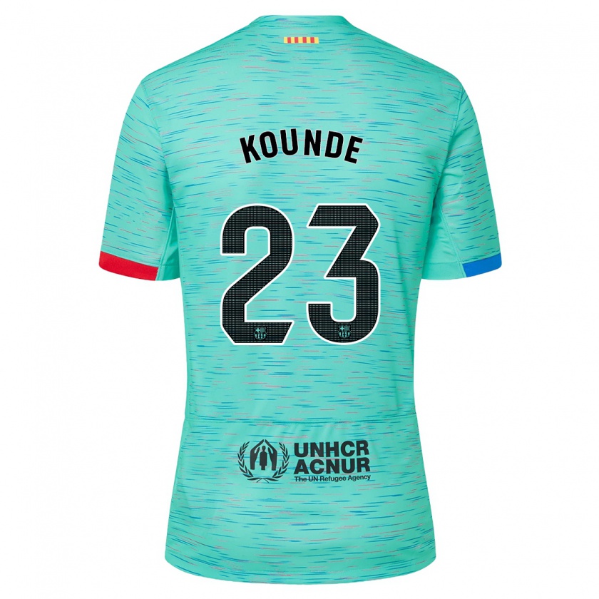 Kandiny Niño Camiseta Jules Koundé #23 Aguamarina Clara Equipación Tercera 2023/24 La Camisa