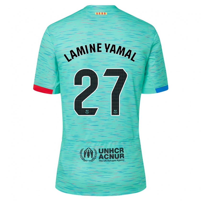 Kandiny Kinder Lamine Yamal #27 Helles Aqua Ausweichtrikot Trikot 2023/24 T-Shirt Österreich