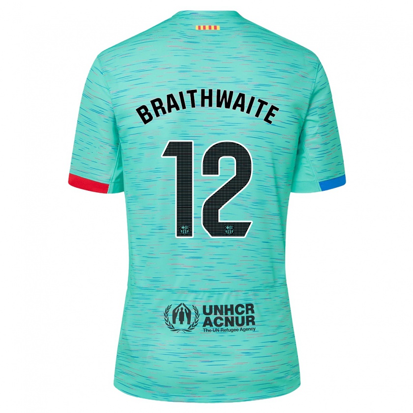 Kandiny Niño Camiseta Martin Braithwaite #12 Aguamarina Clara Equipación Tercera 2023/24 La Camisa