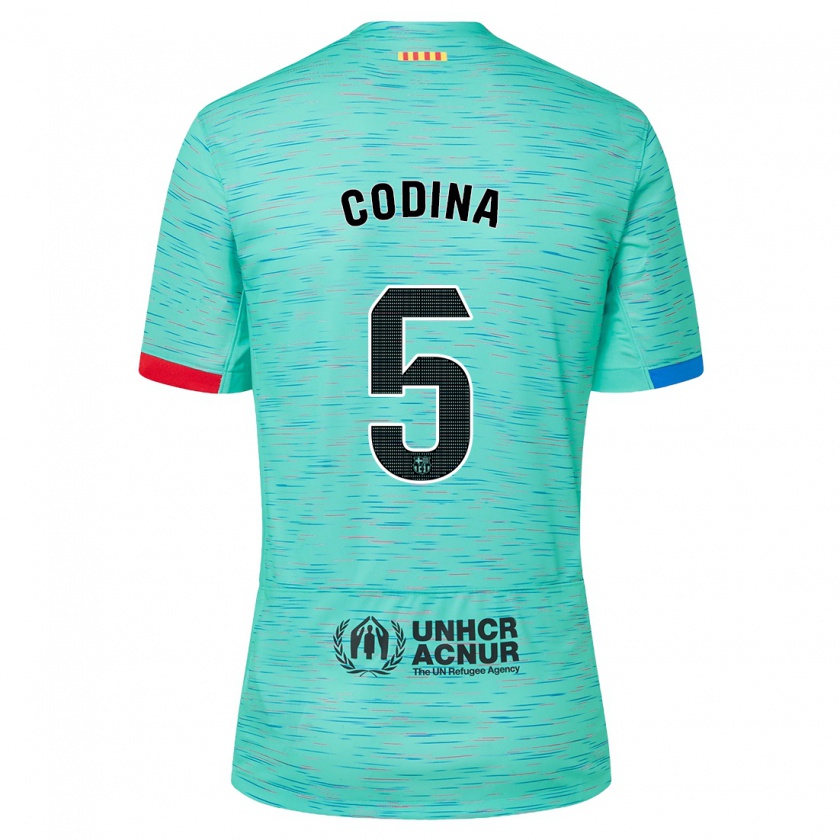 Kandiny Niño Camiseta Laia Codina #5 Aguamarina Clara Equipación Tercera 2023/24 La Camisa