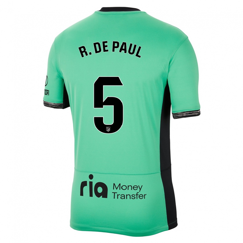 Kandiny Bambino Maglia Rodrigo De Paul #5 Verde Primavera Kit Gara Third 2023/24 Maglietta