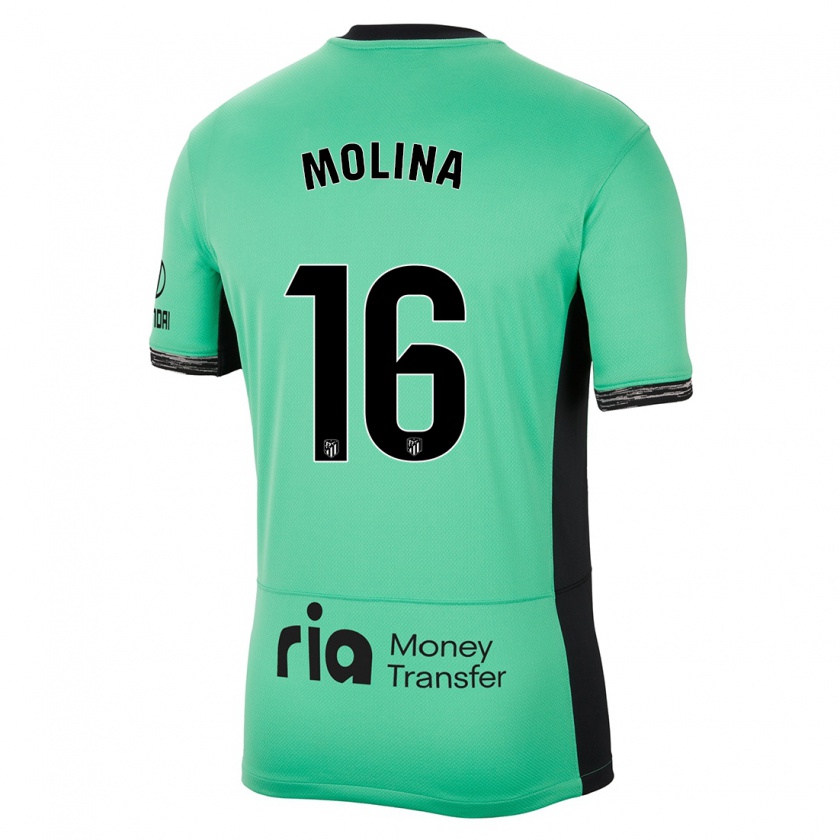 Kandiny Kinderen Nahuel Molina #16 Lente Groen Thuisshirt Derde Tenue 2023/24 T-Shirt België