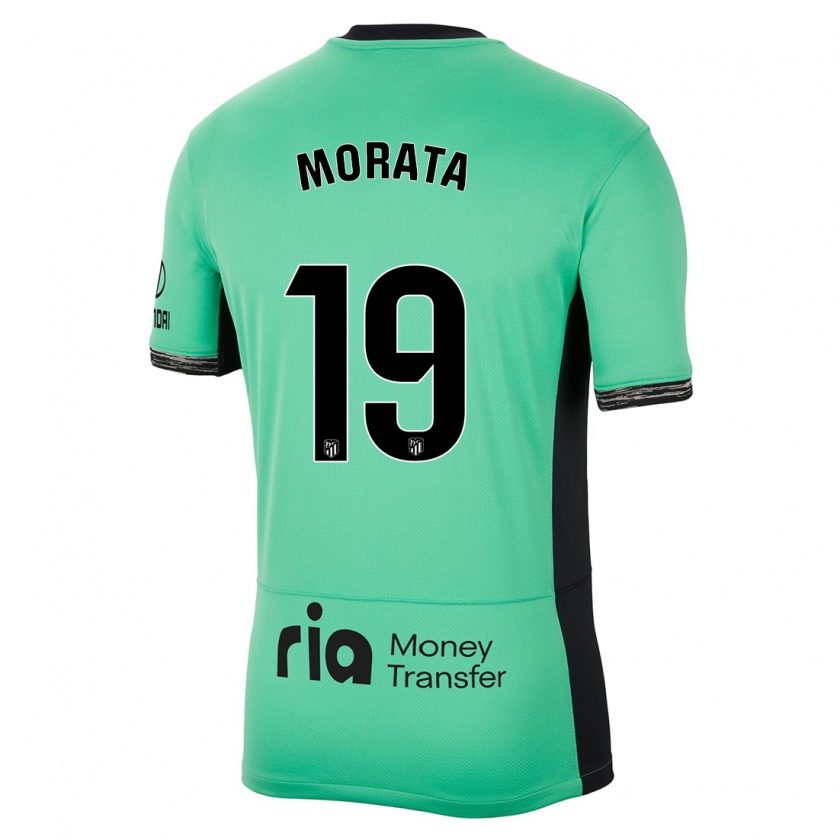 Kandiny Bambino Maglia Álvaro Morata #19 Verde Primavera Kit Gara Third 2023/24 Maglietta