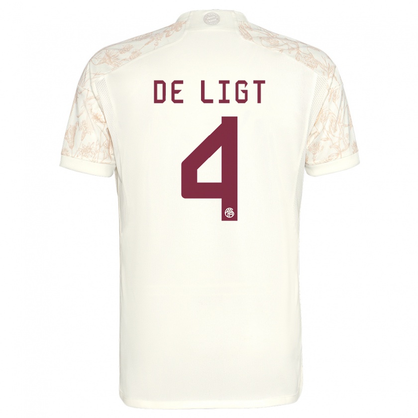 Kandiny Kinderen Matthijs De Ligt #4 Gebroken Wit Thuisshirt Derde Tenue 2023/24 T-Shirt België