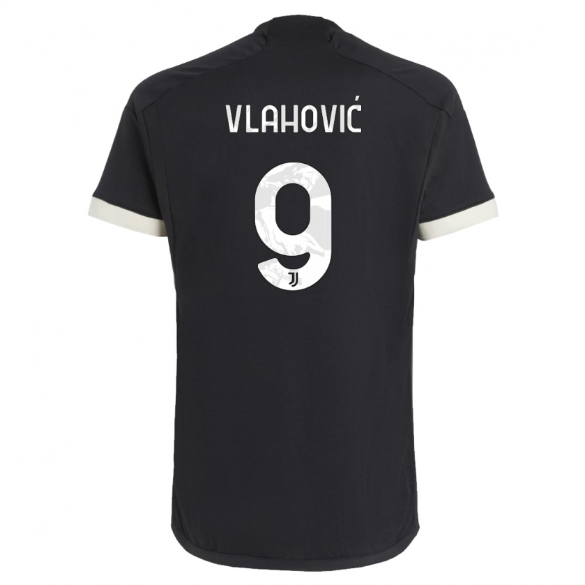 Kandiny Bambino Maglia Dusan Vlahovic #9 Nero Kit Gara Third 2023/24 Maglietta