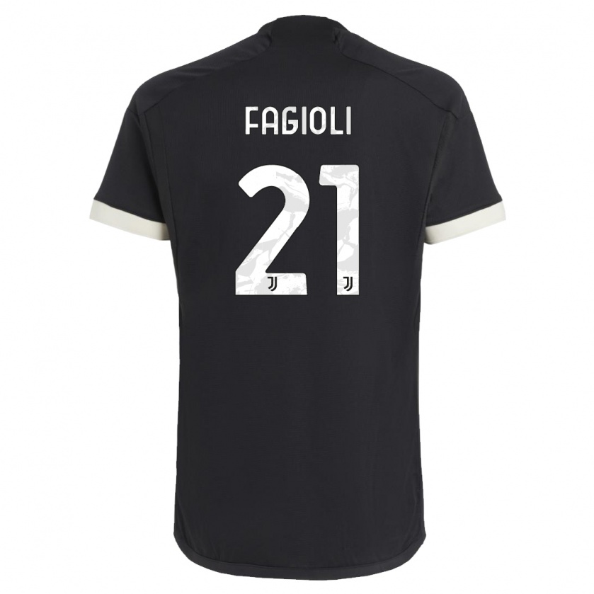 Kandiny Niño Camiseta Nicolò Fagioli #21 Negro Equipación Tercera 2023/24 La Camisa