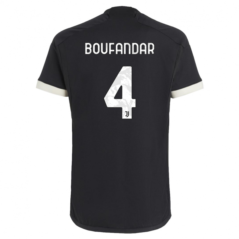 Kandiny Niño Camiseta Adam Boufandar #4 Negro Equipación Tercera 2023/24 La Camisa