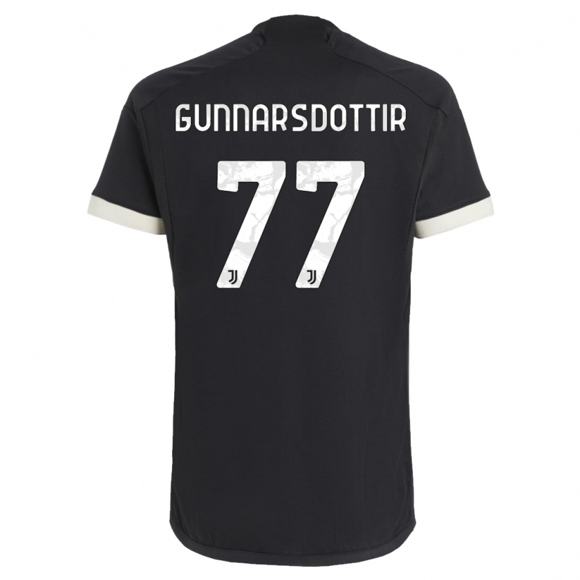 Kandiny Niño Camiseta Sara Bjork Gunnarsdottir #77 Negro Equipación Tercera 2023/24 La Camisa