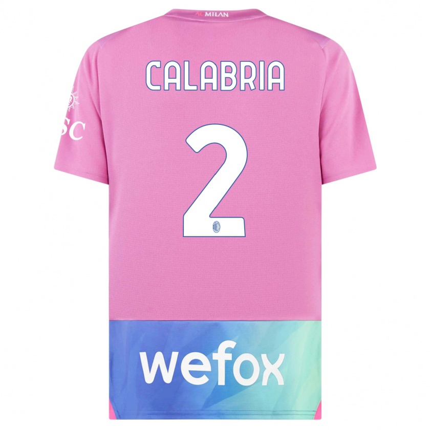 Kandiny Niño Camiseta Davide Calabria #2 Rosado Morado Equipación Tercera 2023/24 La Camisa