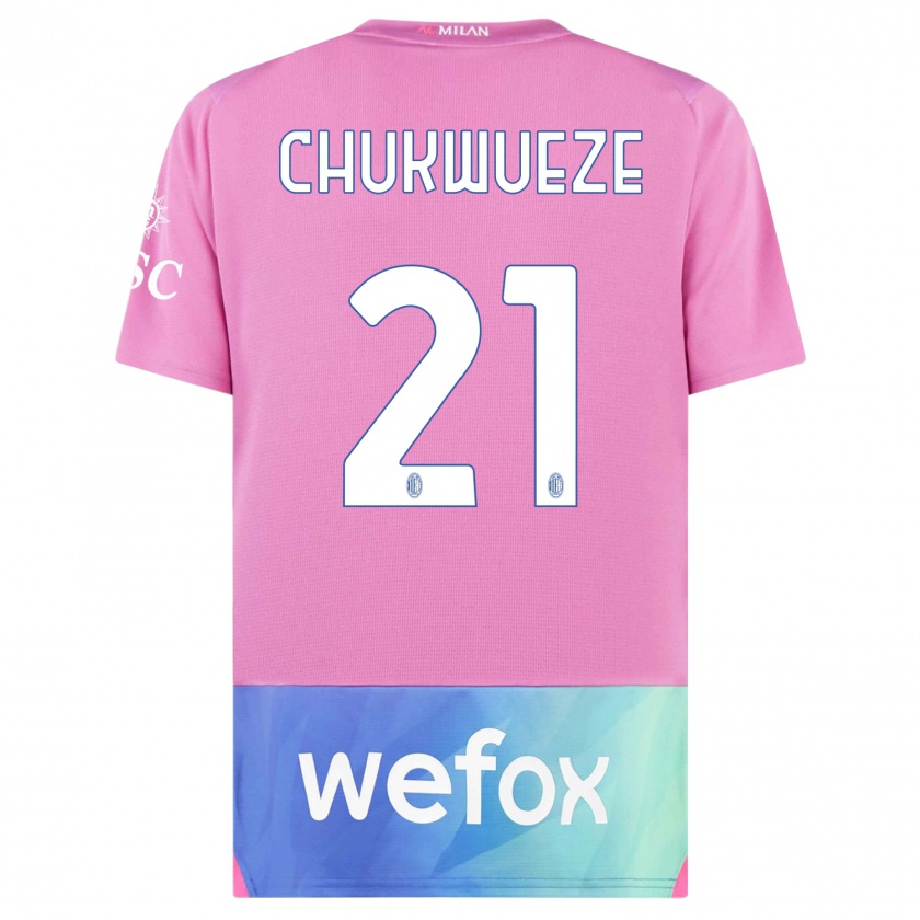 Kandiny Kinderen Samuel Chukwueze #21 Roze Paars Thuisshirt Derde Tenue 2023/24 T-Shirt België