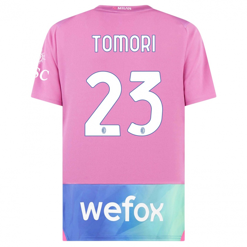 Kandiny Bambino Maglia Fikayo Tomori #23 Rosa Viola Kit Gara Third 2023/24 Maglietta