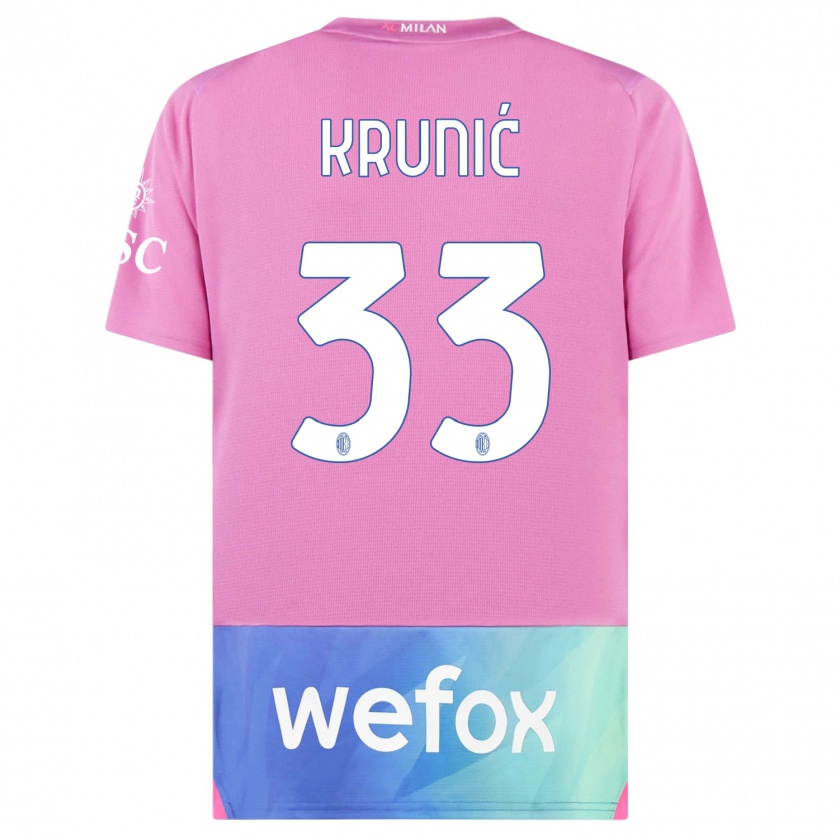 Kandiny Bambino Maglia Rade Krunic #33 Rosa Viola Kit Gara Third 2023/24 Maglietta