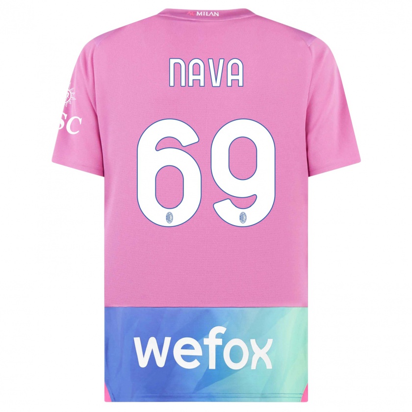 Kandiny Niño Camiseta Lapo Nava #69 Rosado Morado Equipación Tercera 2023/24 La Camisa