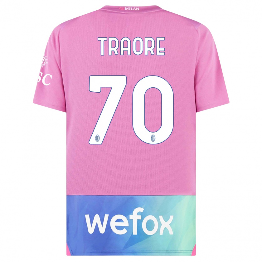 Kandiny Bambino Maglia Chaka Traorè #70 Rosa Viola Kit Gara Third 2023/24 Maglietta