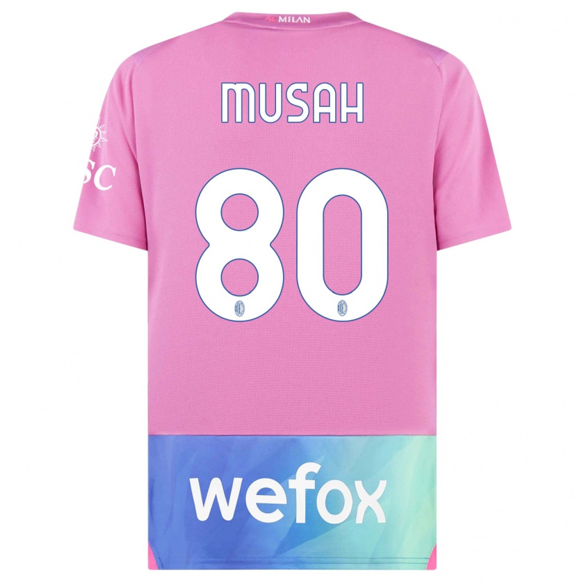 Kandiny Bambino Maglia Yunus Musah #80 Rosa Viola Kit Gara Third 2023/24 Maglietta