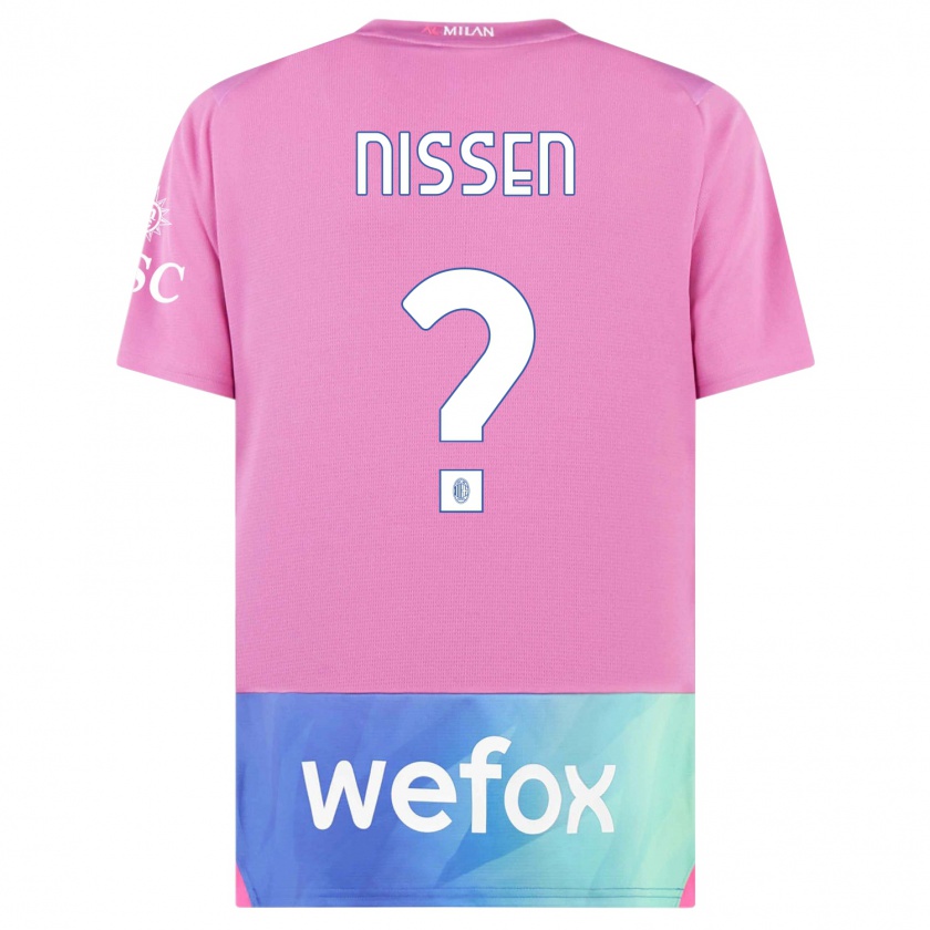 Kandiny Niño Camiseta Fredrik Nissen #0 Rosado Morado Equipación Tercera 2023/24 La Camisa