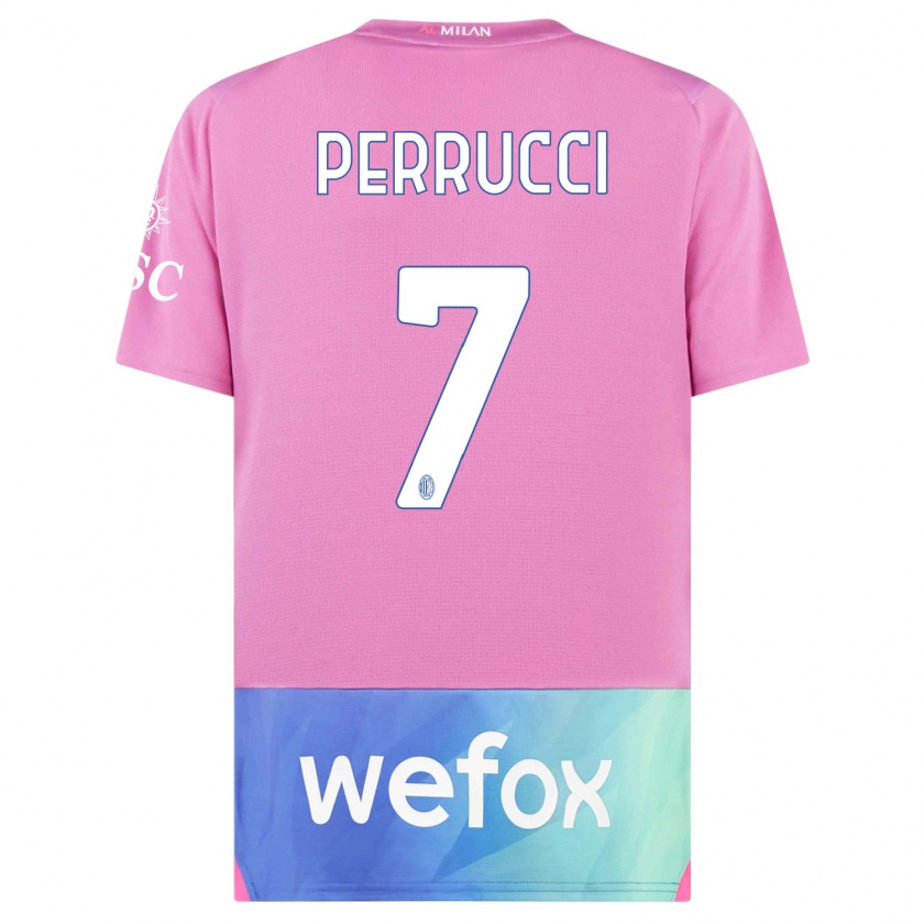 Kandiny Niño Camiseta Vincenzo Perrucci #7 Rosado Morado Equipación Tercera 2023/24 La Camisa