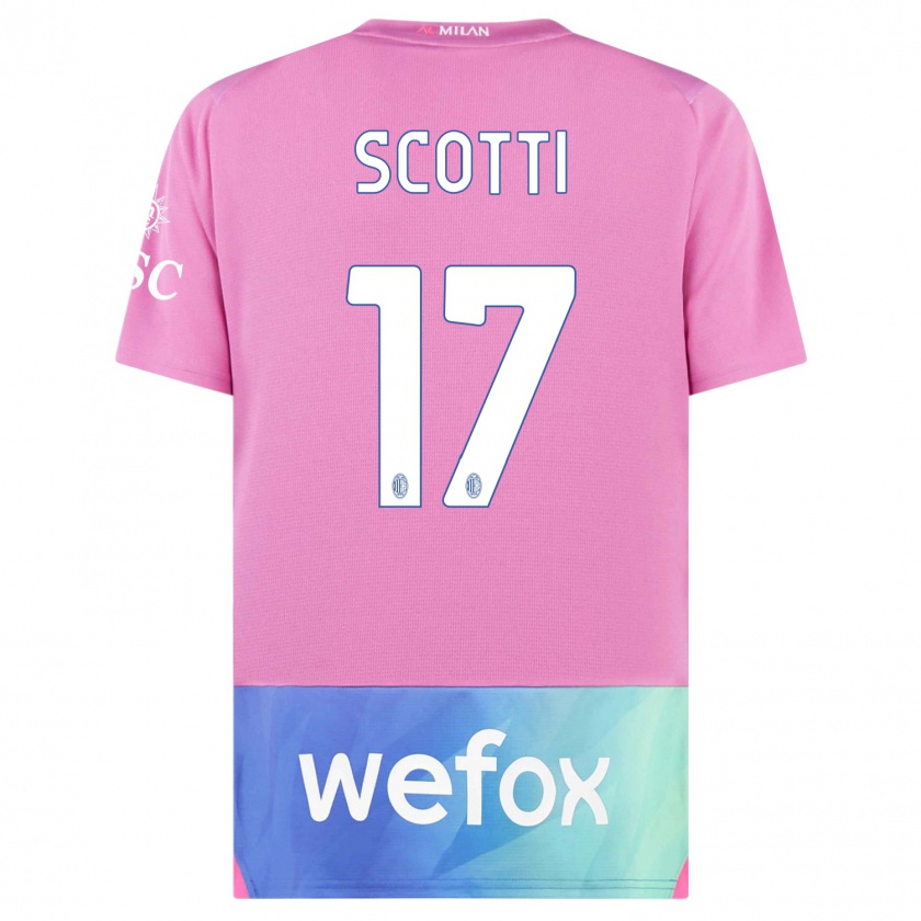 Kandiny Kinderen Filippo Scotti #17 Roze Paars Thuisshirt Derde Tenue 2023/24 T-Shirt België