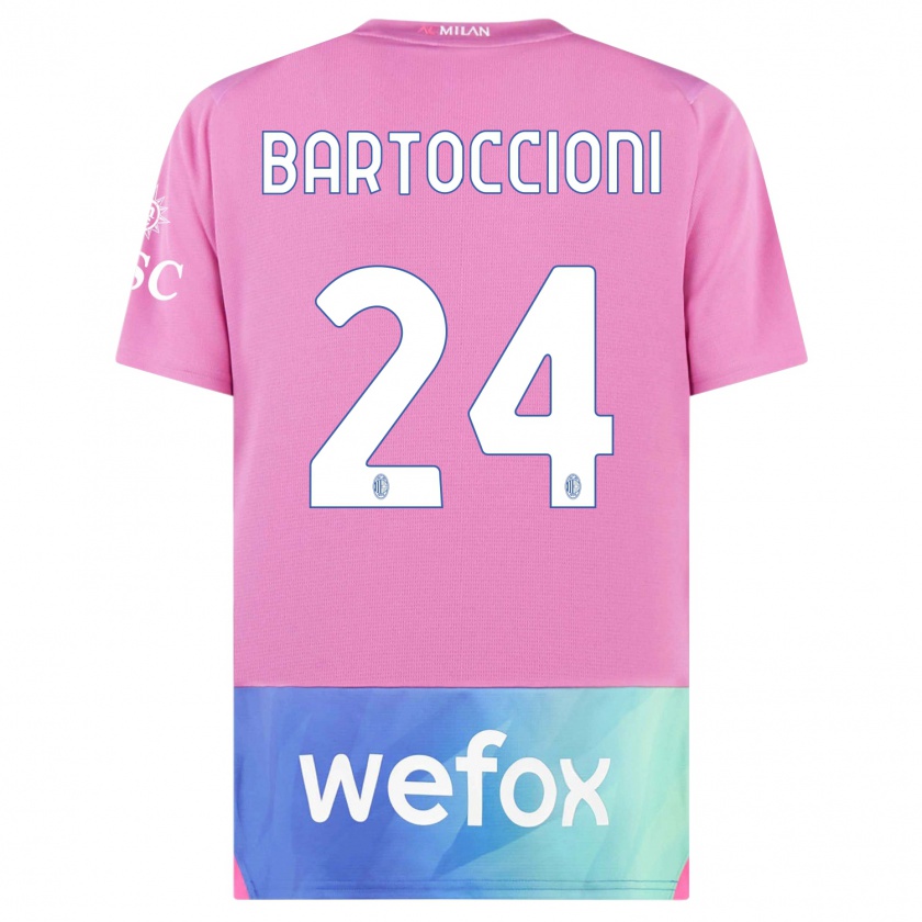 Kandiny Niño Camiseta Andrea Bartoccioni #24 Rosado Morado Equipación Tercera 2023/24 La Camisa