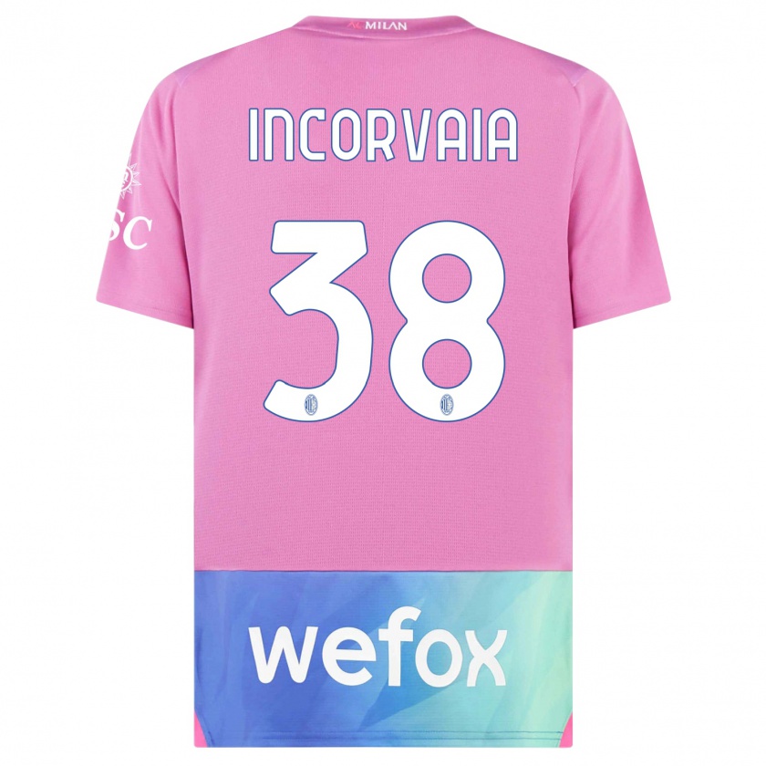 Kandiny Niño Camiseta Giovanni Incorvaia #38 Rosado Morado Equipación Tercera 2023/24 La Camisa