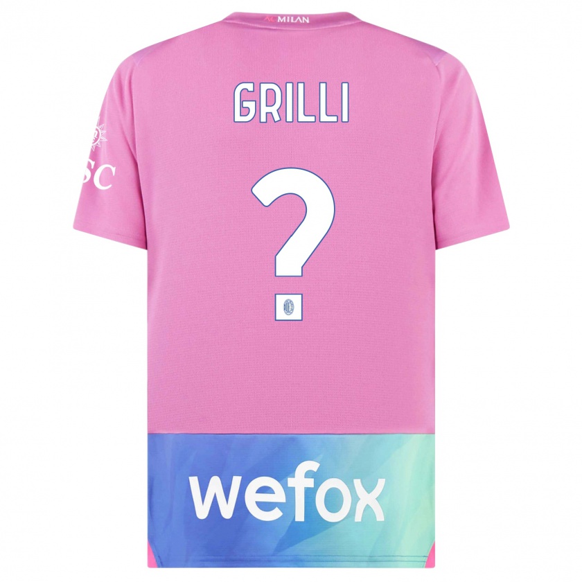 Kandiny Kinderen Lorenzo Grilli #0 Roze Paars Thuisshirt Derde Tenue 2023/24 T-Shirt België