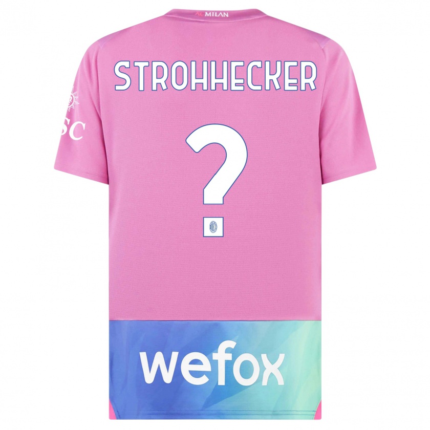 Kandiny Niño Camiseta Riccardo Strohhecker #0 Rosado Morado Equipación Tercera 2023/24 La Camisa