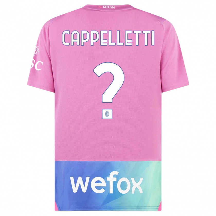 Kandiny Bambino Maglia Mattia Cappelletti #0 Rosa Viola Kit Gara Third 2023/24 Maglietta