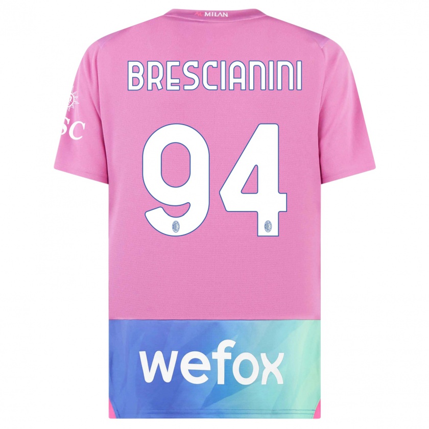 Kandiny Niño Camiseta Marco Brescianini #94 Rosado Morado Equipación Tercera 2023/24 La Camisa