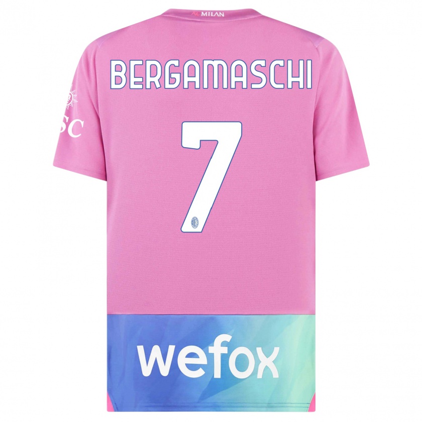 Kandiny Niño Camiseta Valentina Bergamaschi #7 Rosado Morado Equipación Tercera 2023/24 La Camisa