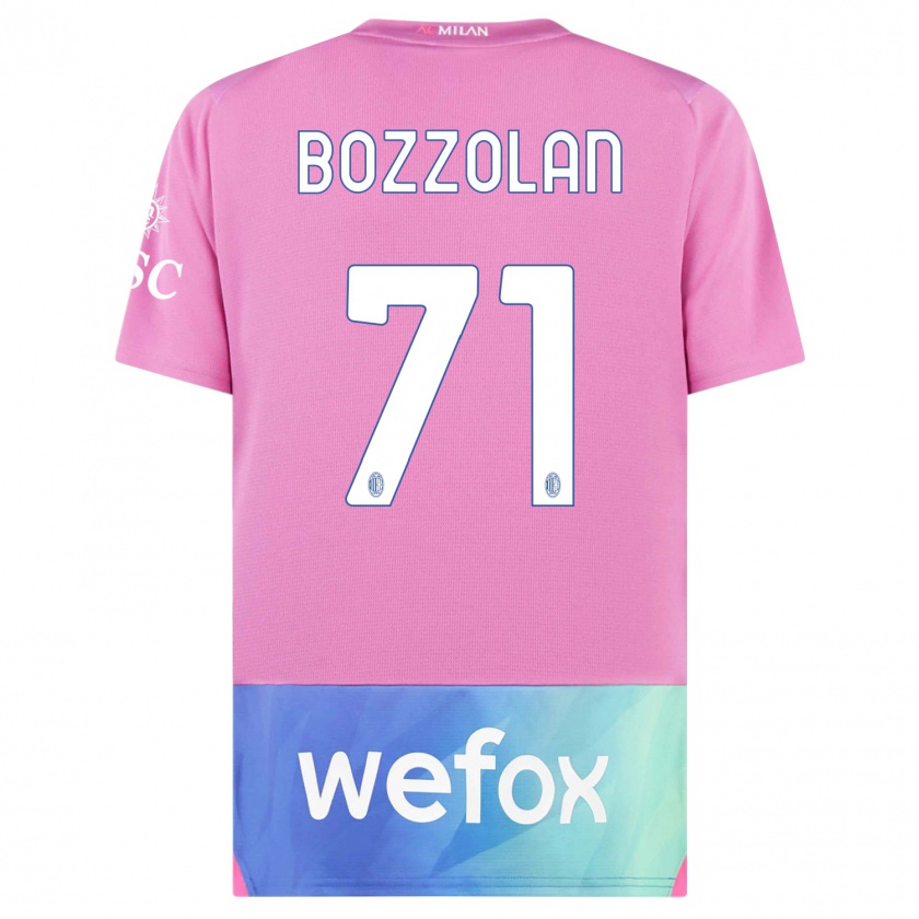 Kandiny Niño Camiseta Andrea Bozzolan #71 Rosado Morado Equipación Tercera 2023/24 La Camisa